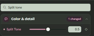 The keyframed setting in the timeline inspector