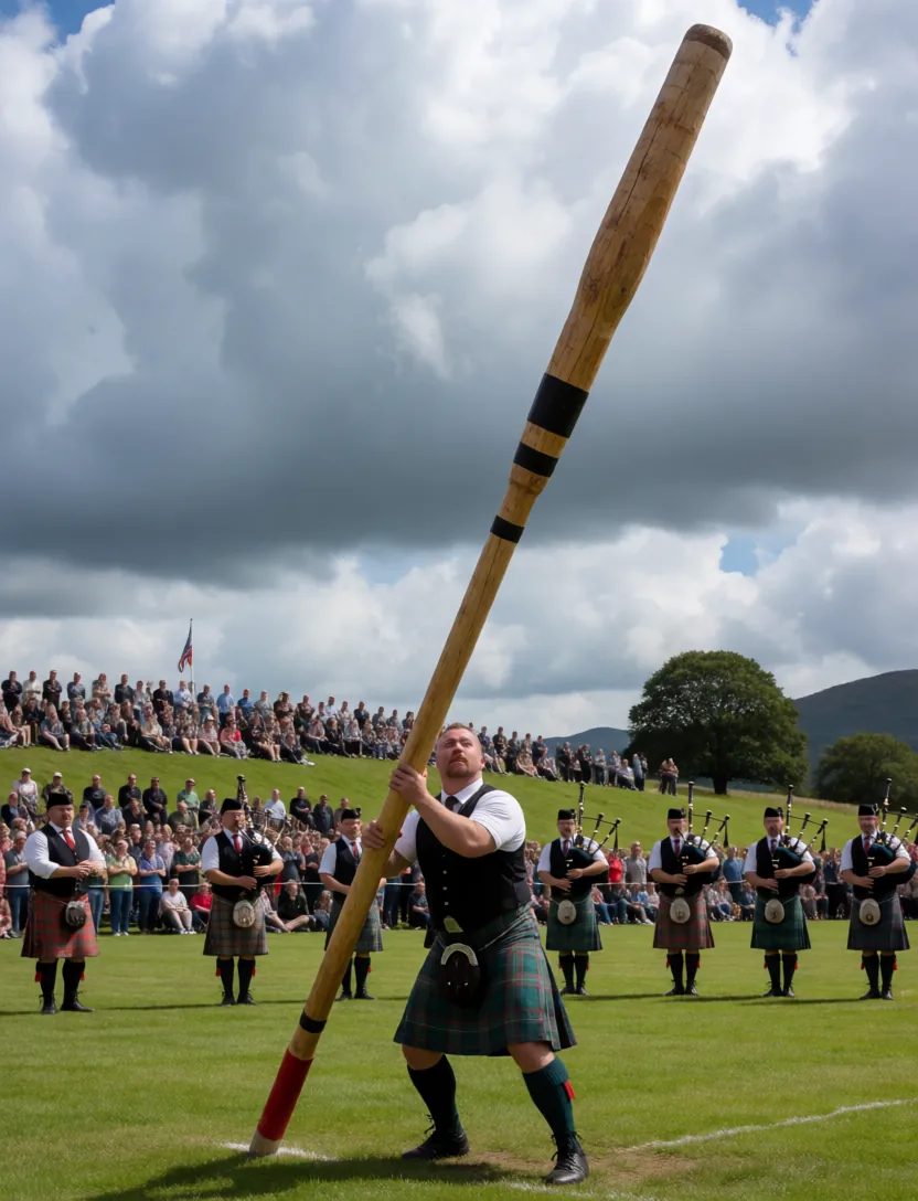 A caber toss at the Scottish Highland games